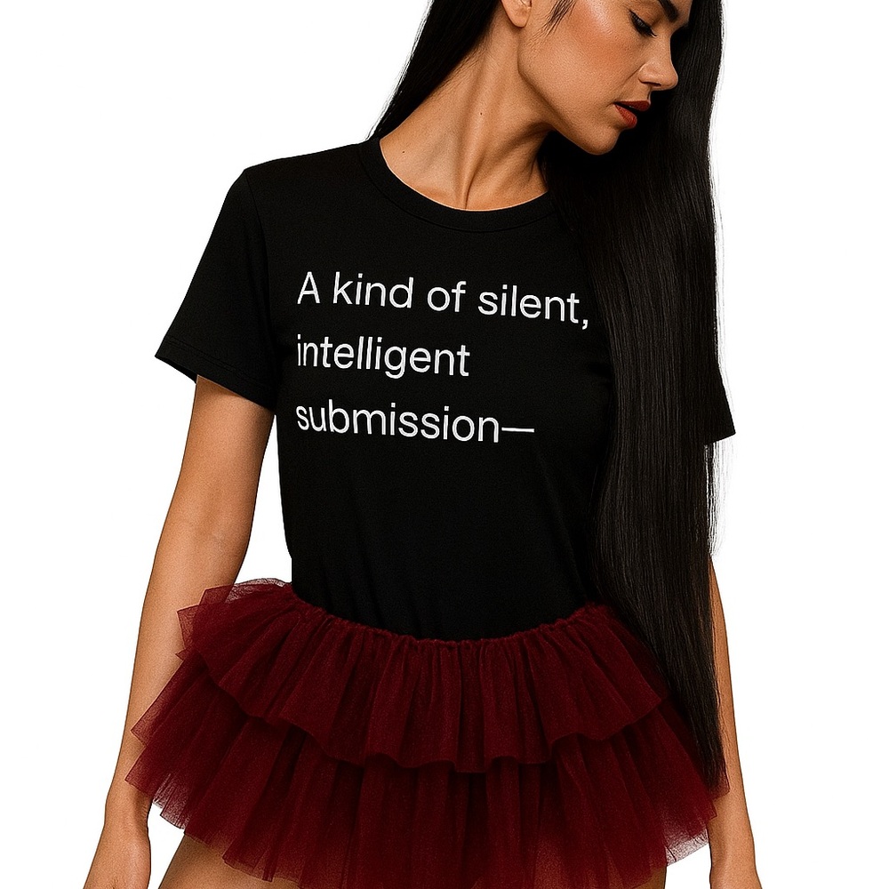 Black Graphic Tee + Merlot Tulle Skirt